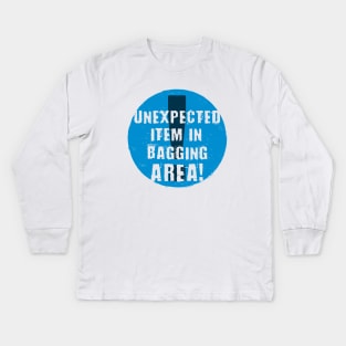 Unexpected Item In Bagging Area (Blue) Kids Long Sleeve T-Shirt